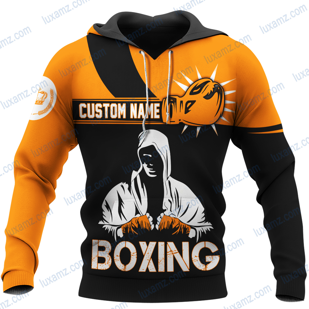 Boxing King Crown 3D Orange Customize Name All Over Print