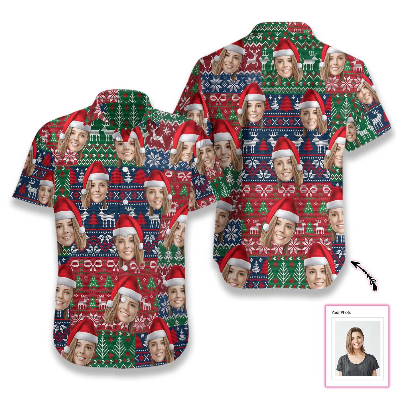 Funny Custom Face Christmas 02 2710 Hawaii Shirt Ha76378