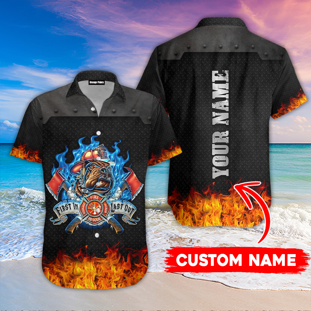 Firefighter First In Last Out Custom Name Aloha Hawaii Shirts For Men Women Ha53753