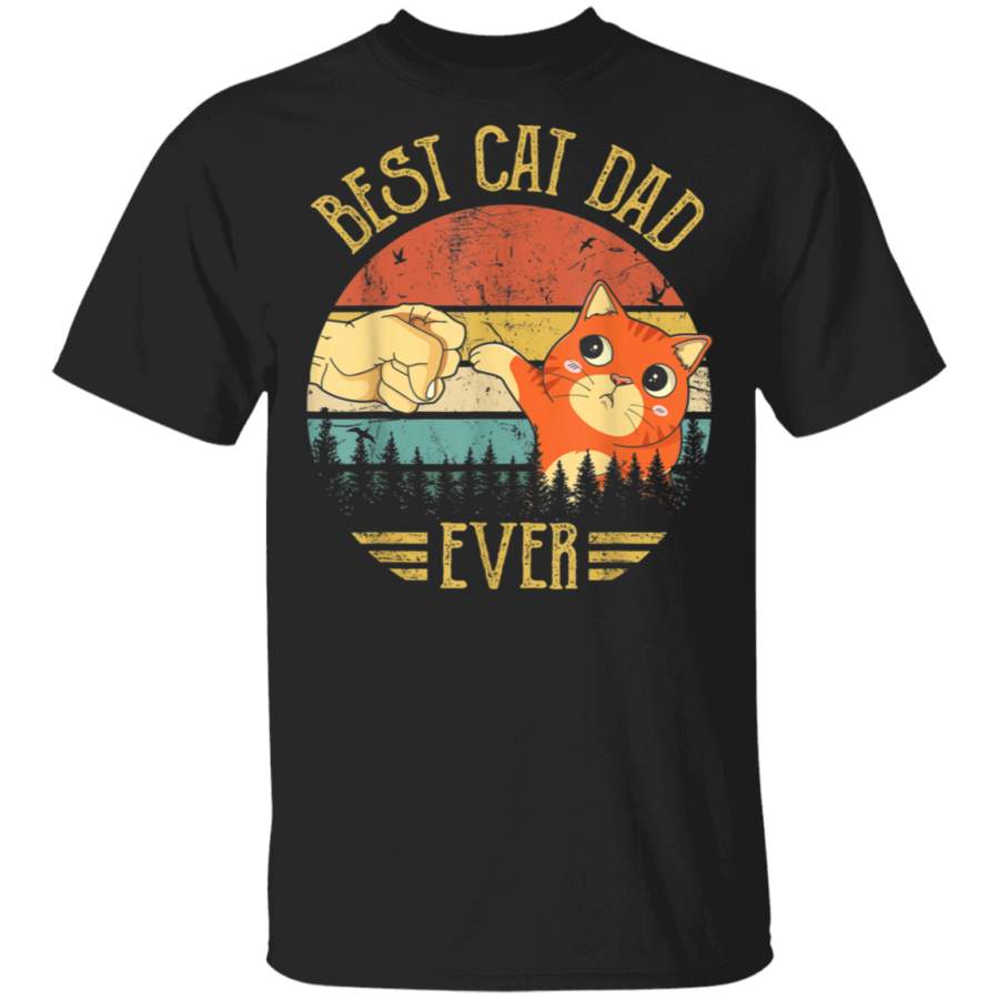 Best Cat Dad Ever Paw Fist Bump Fit Vintage Retro Gift Men T-Shirt