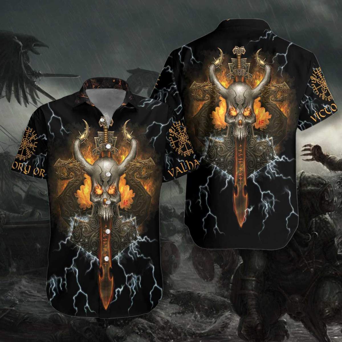 Viking Skull Hawaiian Shirt Pre12155