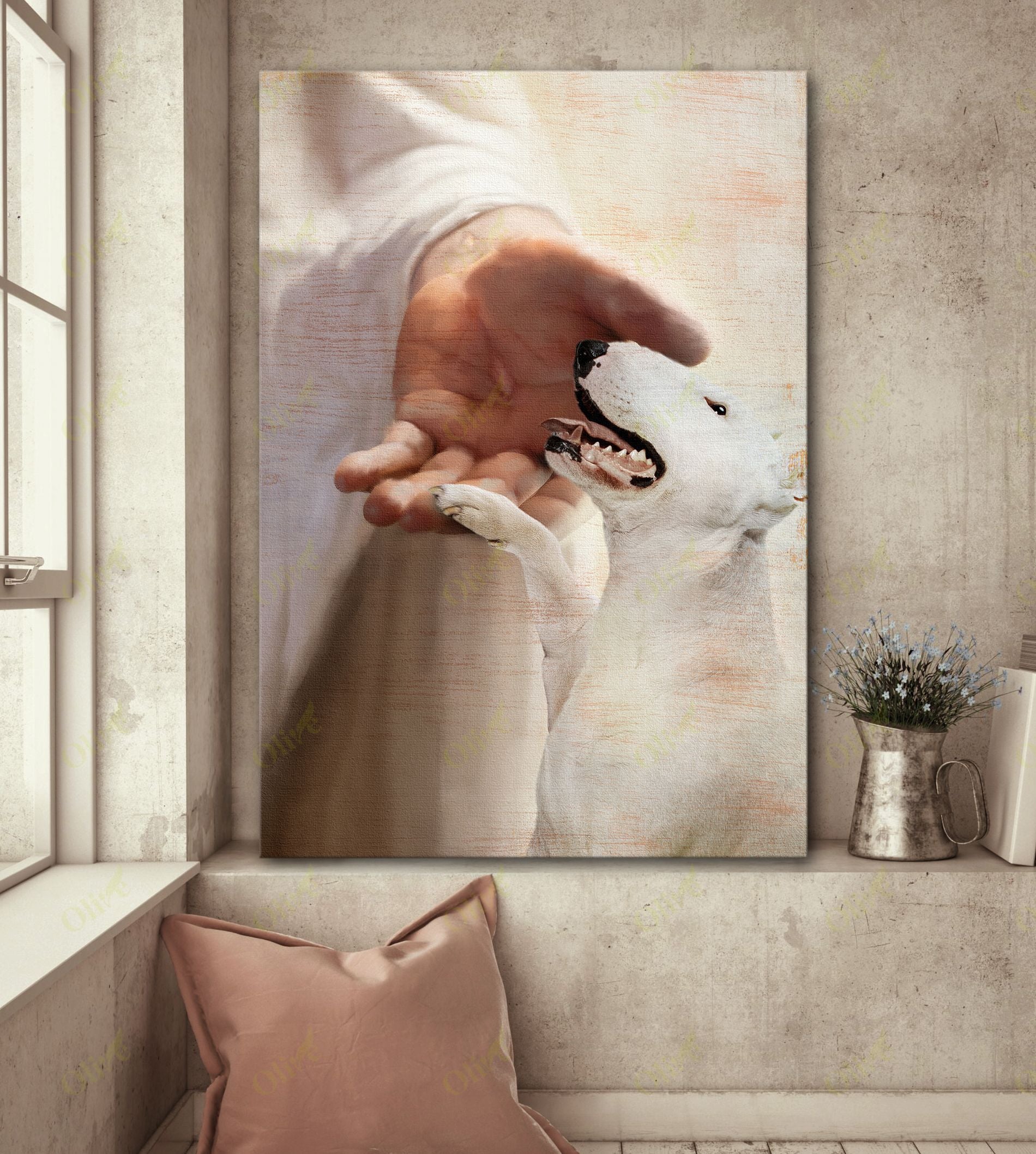 Bull Terrier – Take My Hand Canvas Wall Art Home Decor