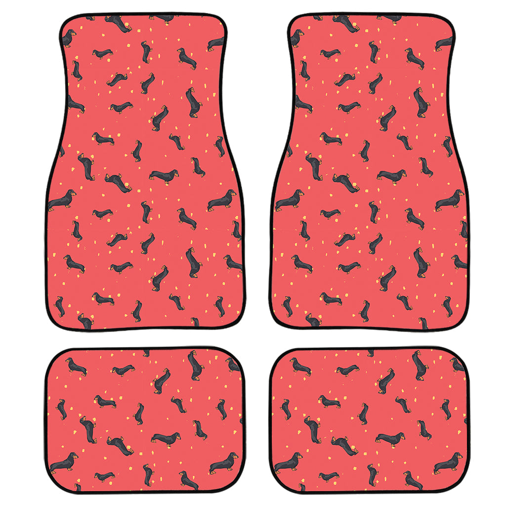 Cute Dachshund Pattern Print Front And Back Car Floor Mats, Front Car Mat