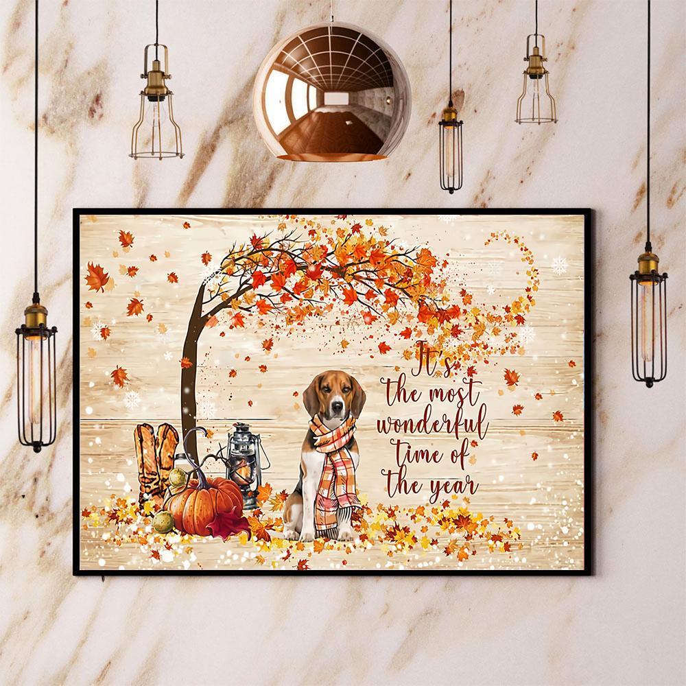 Beagle Autumn It’S The Most Wonderful Time Of The Year Halloween Gift Paper Poster No Frame Matte Canvas, Wall Decor Visual Art Wall Decor