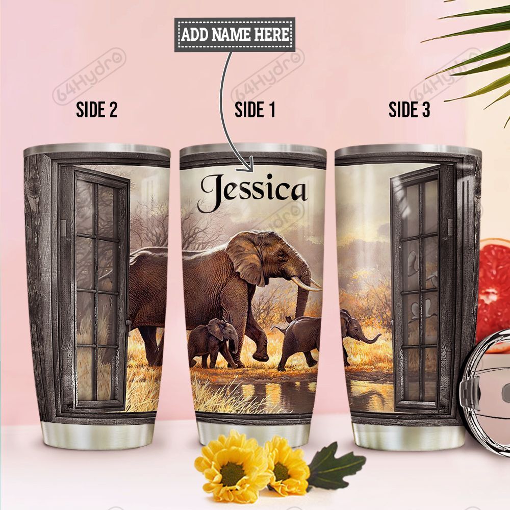 Personalized Elephant Family Ttz2201011Z  Stainless Steel Tumbler Travel Customize Name, Text, Number, Image