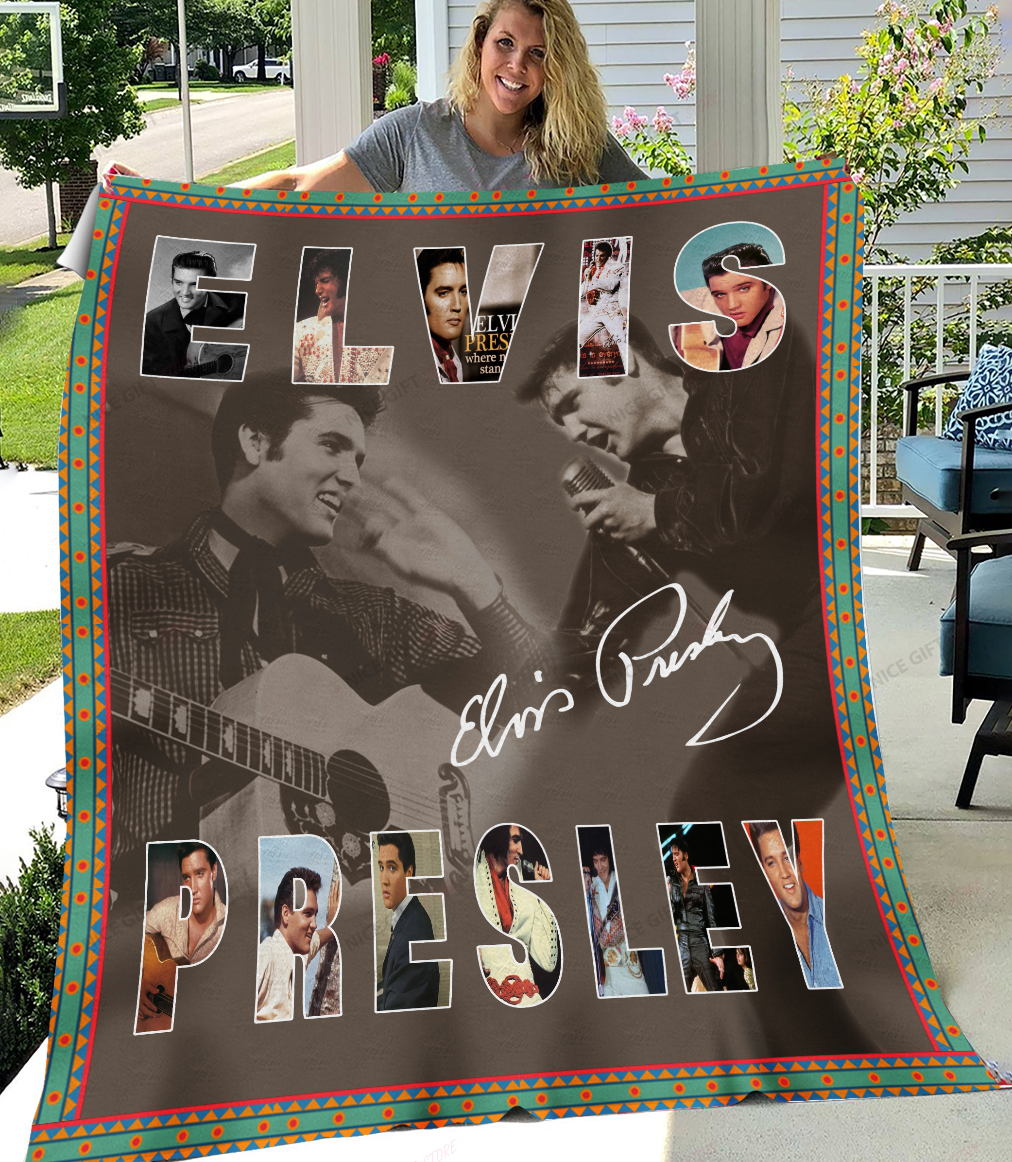 Elvis Presley Fleece Blanket Blk-Y2A2