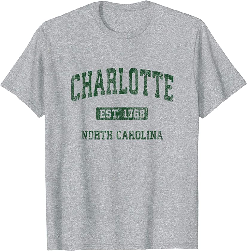 Charlotte North Carolina NC Vintage Athletic Sports Design T-Shirt