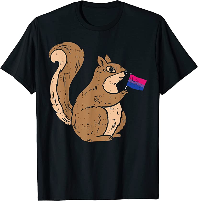 Squirrel Bisexual Pride Flag Cute Bi LGBTQ Animal Lover Gift T-Shirt