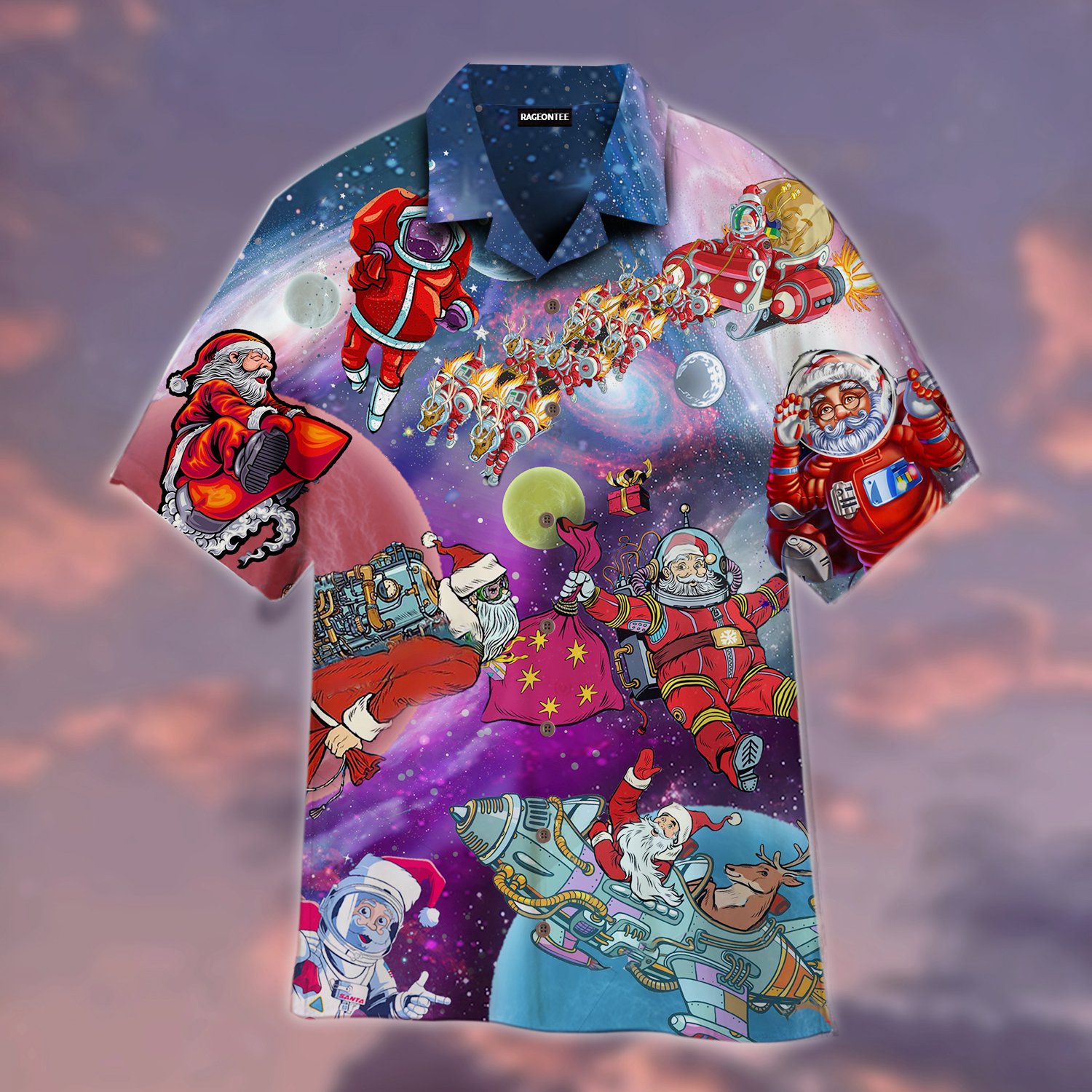 Santa Claus In The Space Hawaii Shirt For Men Women Adult Ha30624