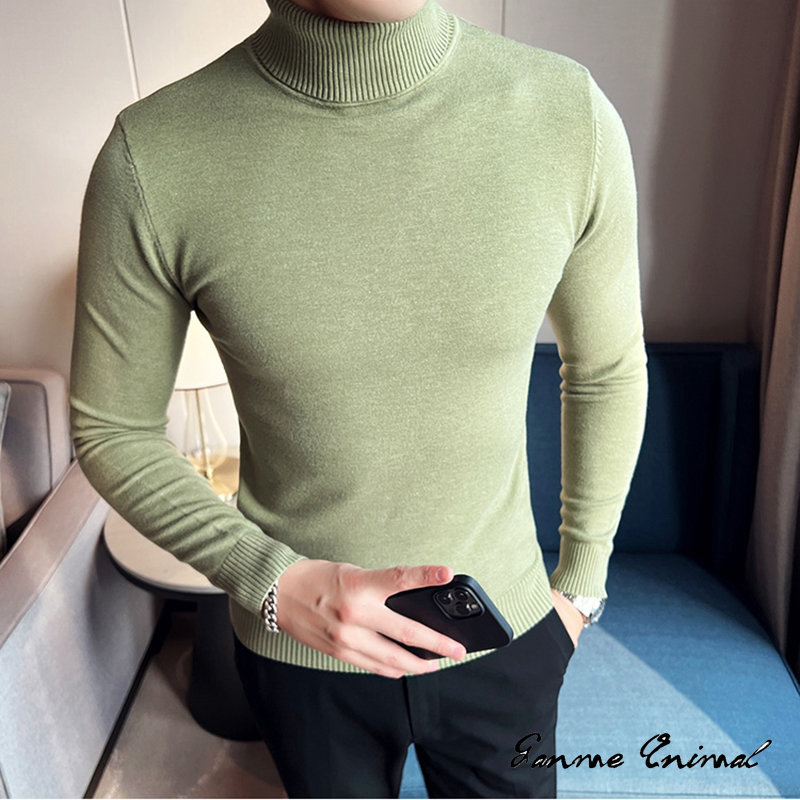 Autumn Mens Turteneck Sweatshirt Warm Solid Color Slim Men’s Casual Pullover Sweater Men Winter Clothing alx