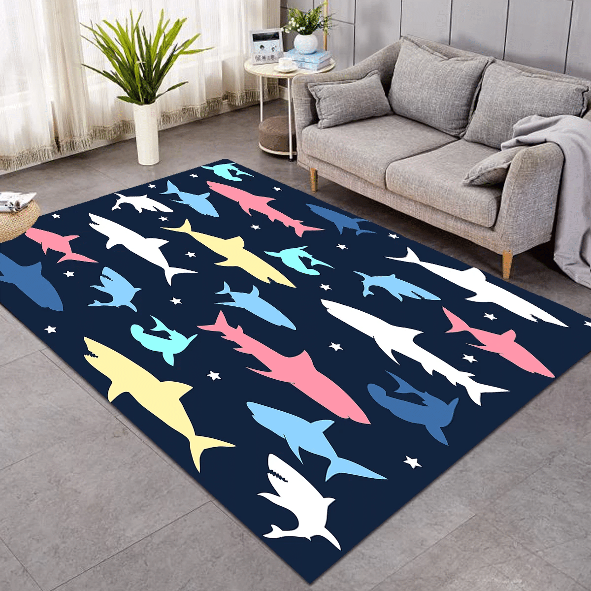 Shark Shadows Rug Living Home Decor