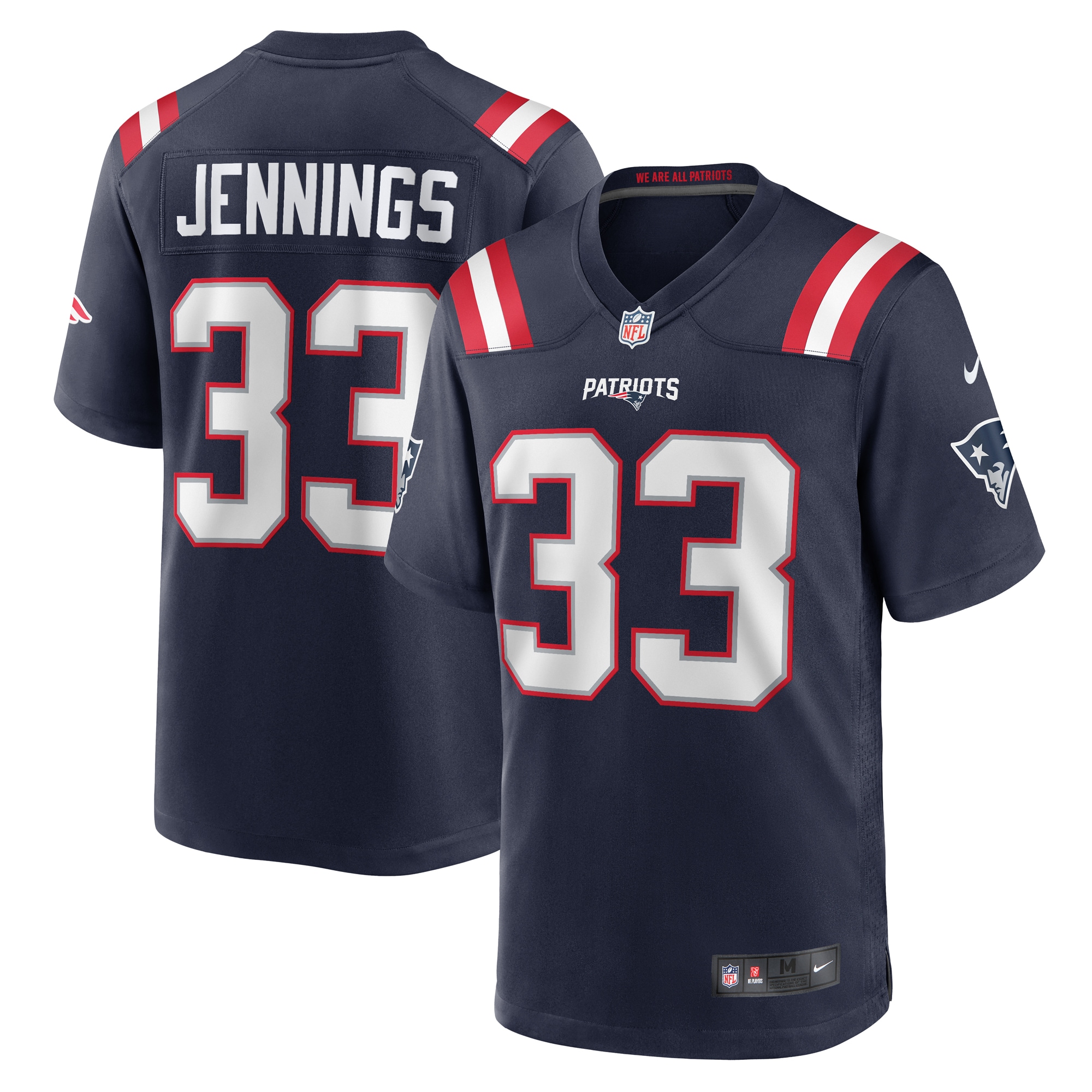 Men’s New England Patriots Anfernee Jennings  Navy Team Game Jersey