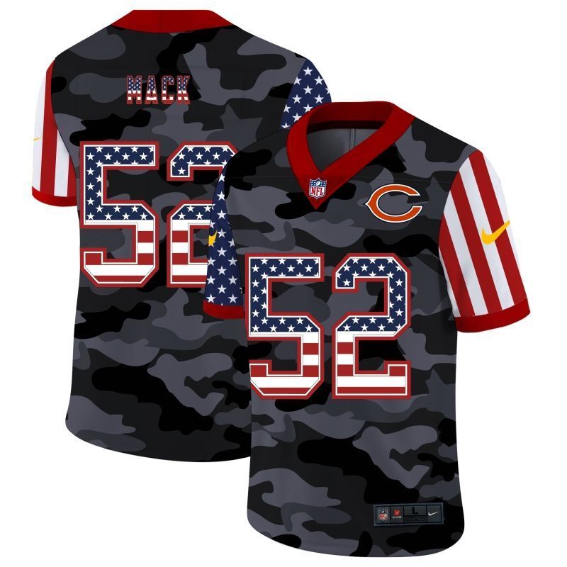 Chicago Bears Khalil Mack #52 NFL 2020 American Flag Camo Jersey