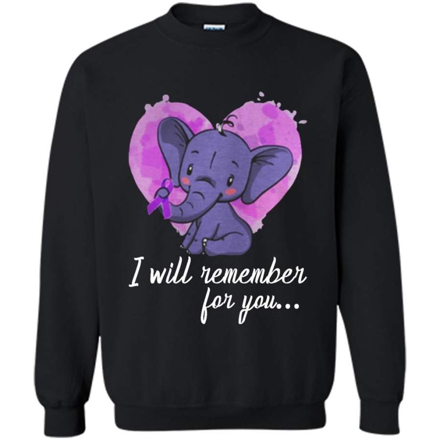 Baby Elephant Alzheimers Heart I Will Remember For You – Gildan Crewneck Sweatshirt