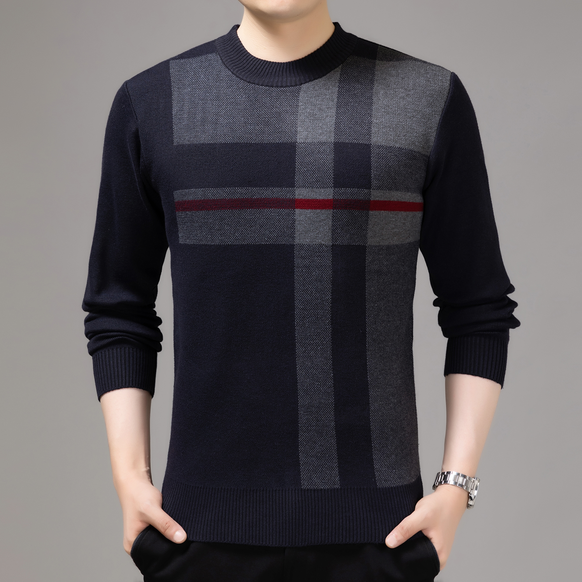 2021 Casual Thick Warm Winter Striped Knitted Pull Sweater Men Wear Jersey Dress Pullover Knit Mens Sweaters Male Fashions 02196 alx