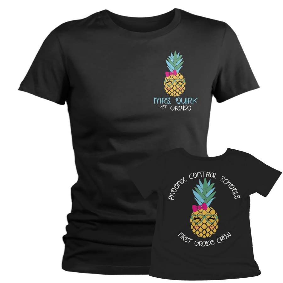 Women’s Personalized Teacher T Shirt Custom Pineapple School Shirt Personalized Pineapple Teacher Shirts Custom Tee
