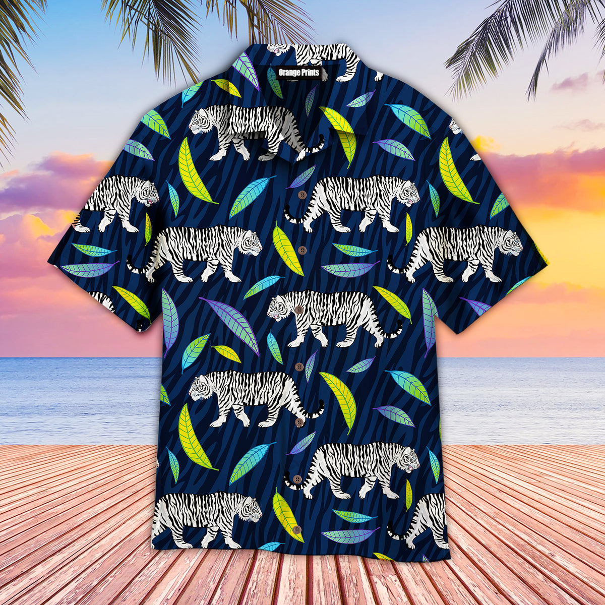 White Tiger Walking Roar Wild Leaves Aloha Hawaii Shirts For Men Women Ha93794