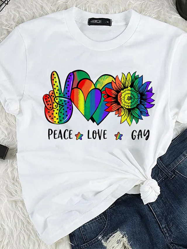 Gay Pride Shirts, Lgbt Pride Painting T Shirt Rainbow Heart Sunflower Print, Gift For Gaymer