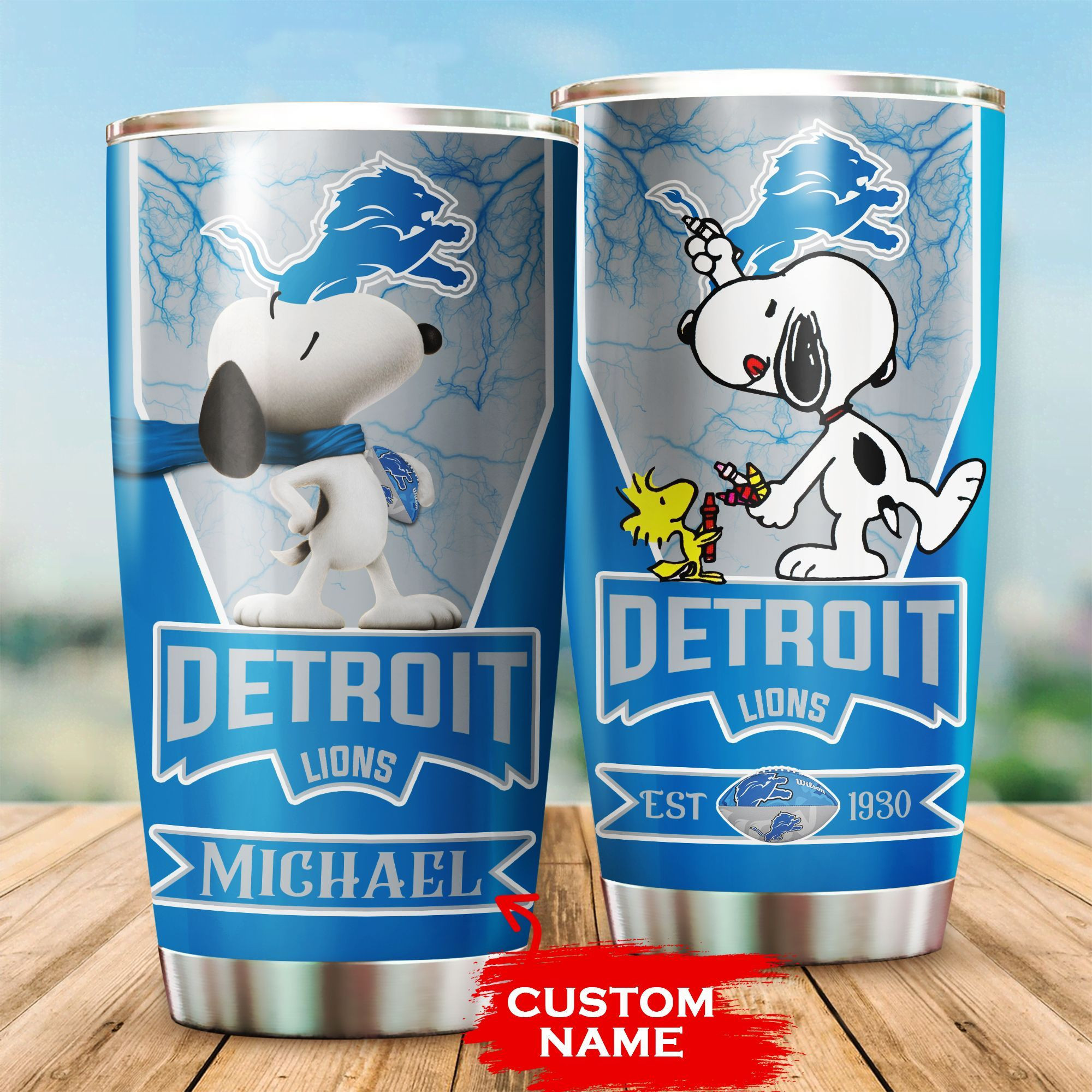 Personalized Detroit Lions Snoopy All Over Print 3D Tumbler