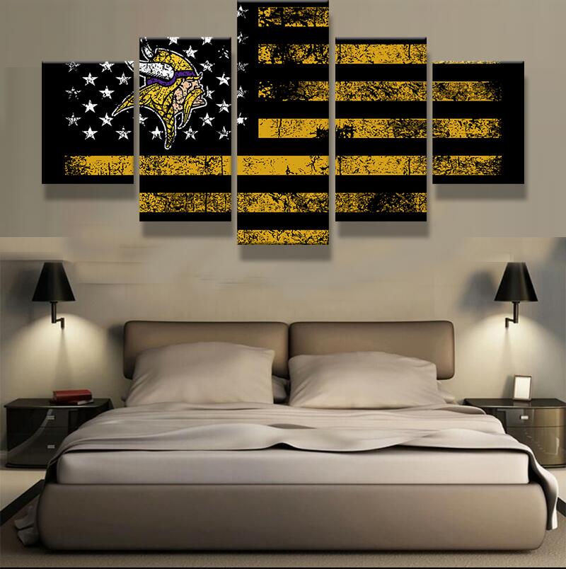 Minnesota Vikings Wall Art American Flag Canvas Print