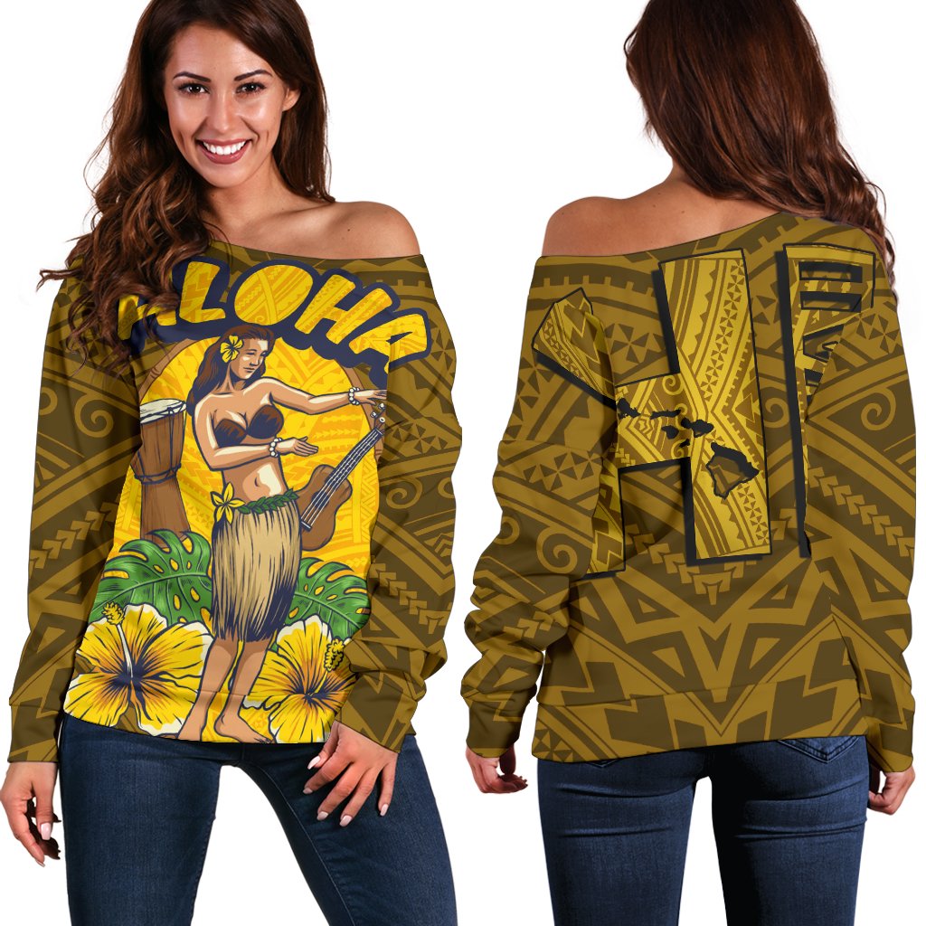 Aloha Hula Dance Hawaii Shoulder Sweater