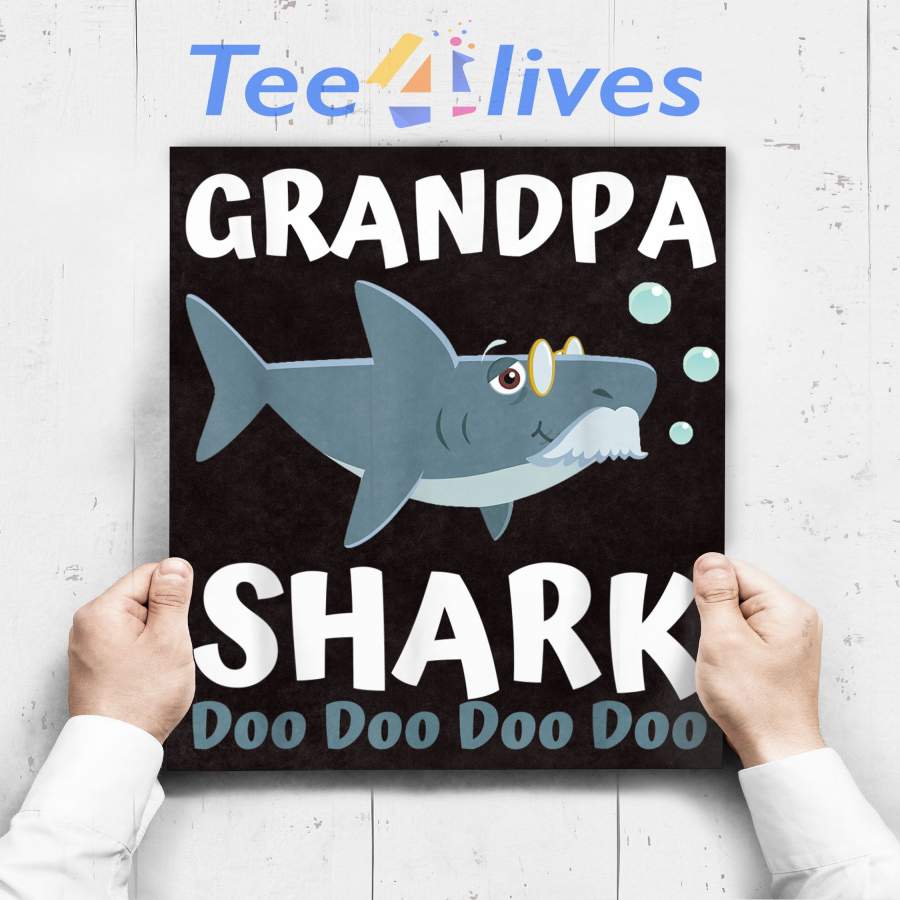 Custom Poster Prints Wall Art Grandpa Shark Poster – Gift for Grandpa