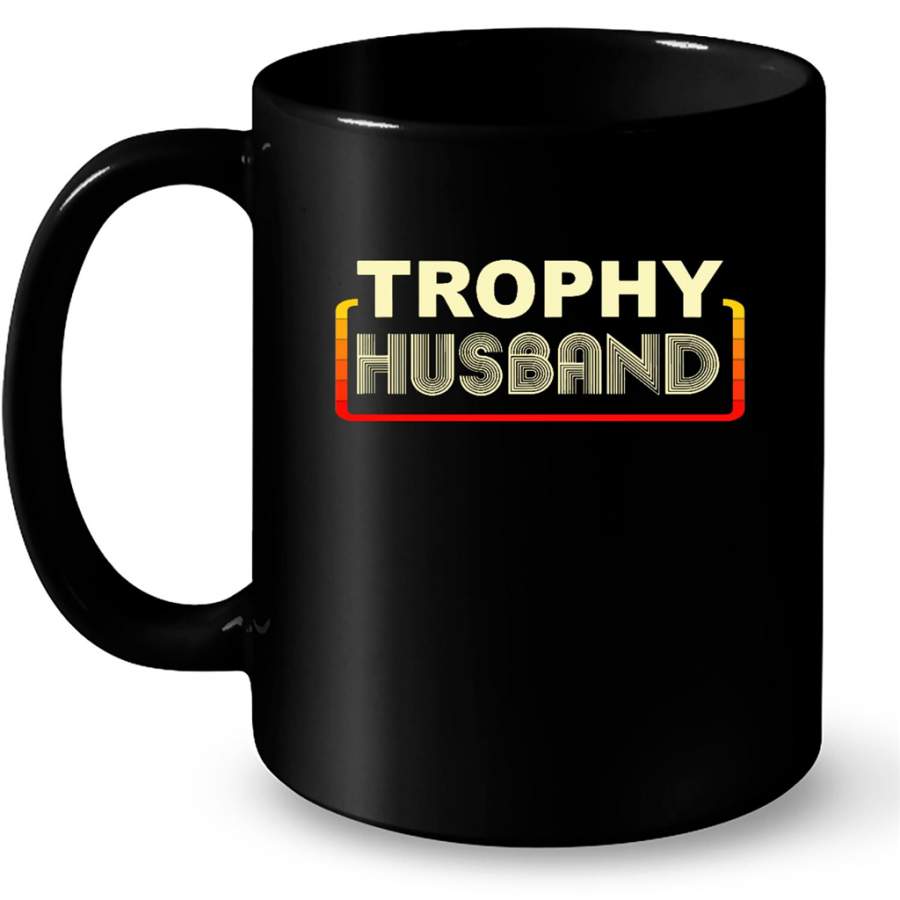 Trophy Husband Vintage Logo Funny Gift ideas for Husband Full-Wrap Coffee Black Mug