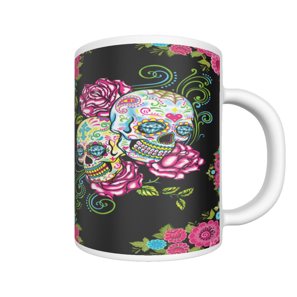 Sugar Skull Ceramics Mug, Dia De Los Muertos Tumbler