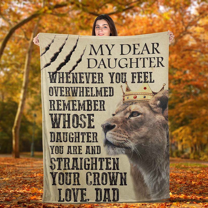 Skitongifts Blanket For Sofa Throws, Bed Throws Blanket – Lion Dad To My Daughter Remember Whose Daughter You Are-Tt0101