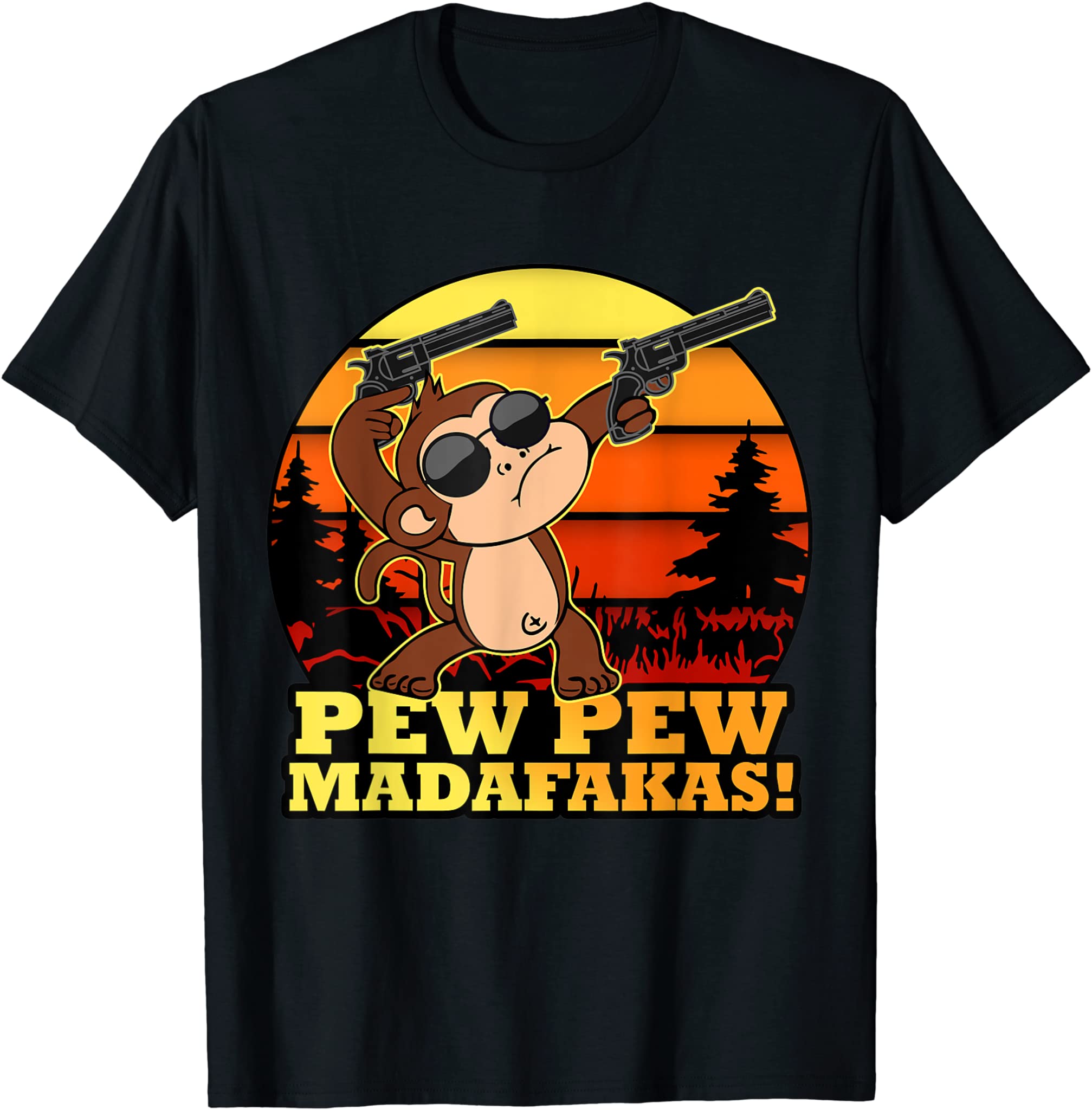 Crazy Monkey, Vintage Pew Pew Madafakas T-Shirt