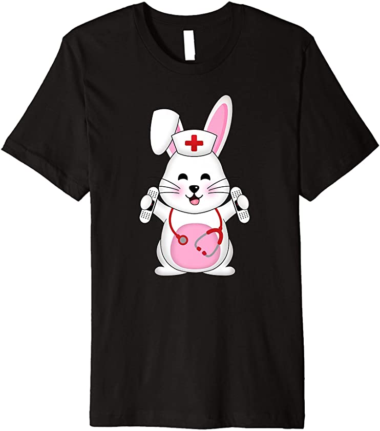 Cute Bunny Nurse Stethoscope Happy Easter Nurse RN LPN LVN Premium T-Shirt