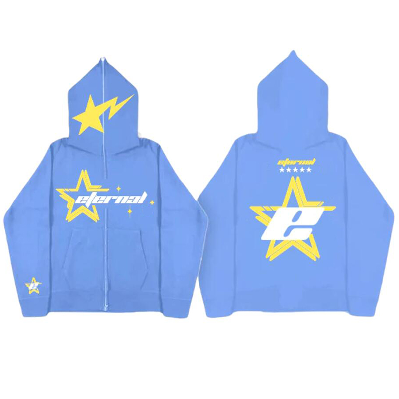 Zip Hoodie Women Star Letter Graphic Print Long Sleeve Sweatshirt Harajuku 90S Oversized Top Y2K Goth Clothes Fashion Men Jacket alx