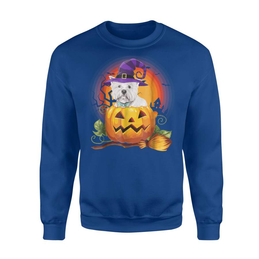 Westie Scary Pumpkin Halloween Dog Lover Funny Gifts Sweatshirt