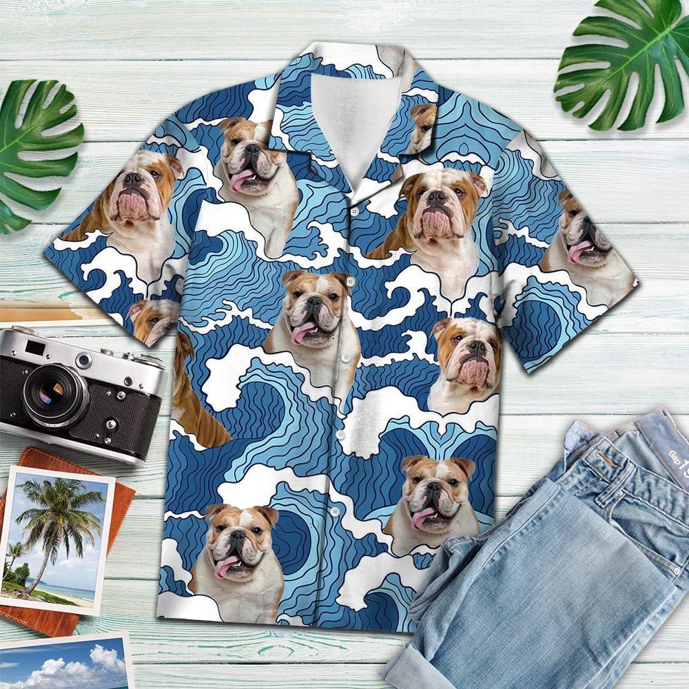 Bulldog Wave Aloha Hawaii Shirt Colorful Short Sleeve Summer Beach Casual For Men And Women Ha67306