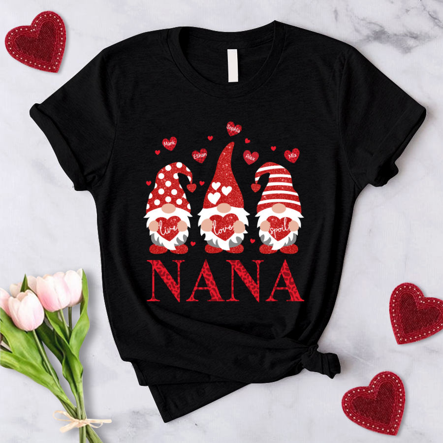 Live Love Spoil Nana Gnome Hearts T-Shirt