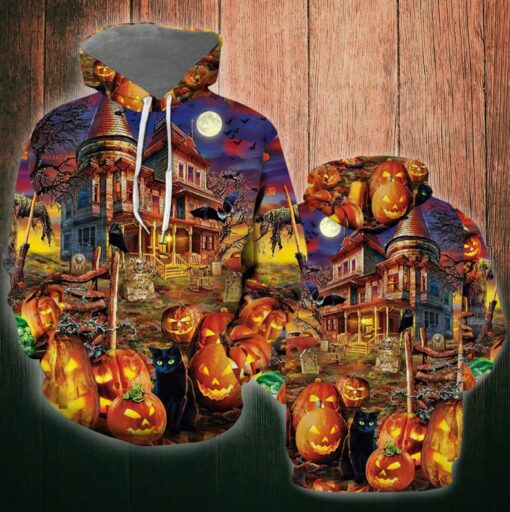 Halloween Haunted House 3D All Over Printed Shirts For Men And Women, Gift For Halloween Day, Happy Halloween