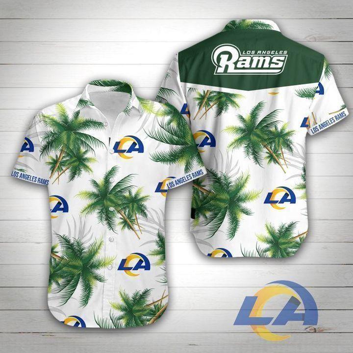 Beach Shirt Los Angeles Rams Football Hawaiian Shirt Tees Summer Button Up Shirt For Men Beach Wear Short Sleeve Hawaii Shirt