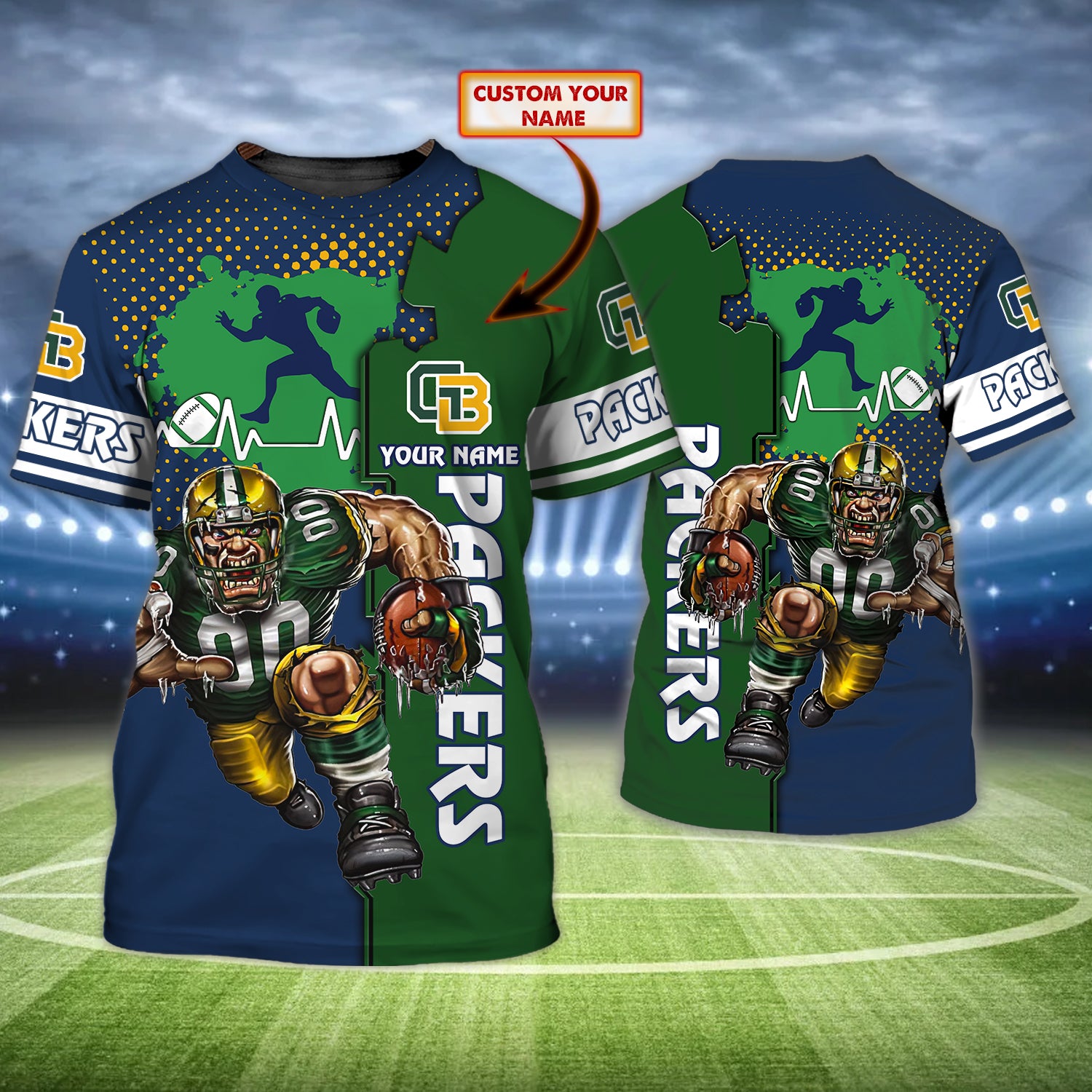 Green Bay Packers – Personalized Name 3D Tshirt – Co98