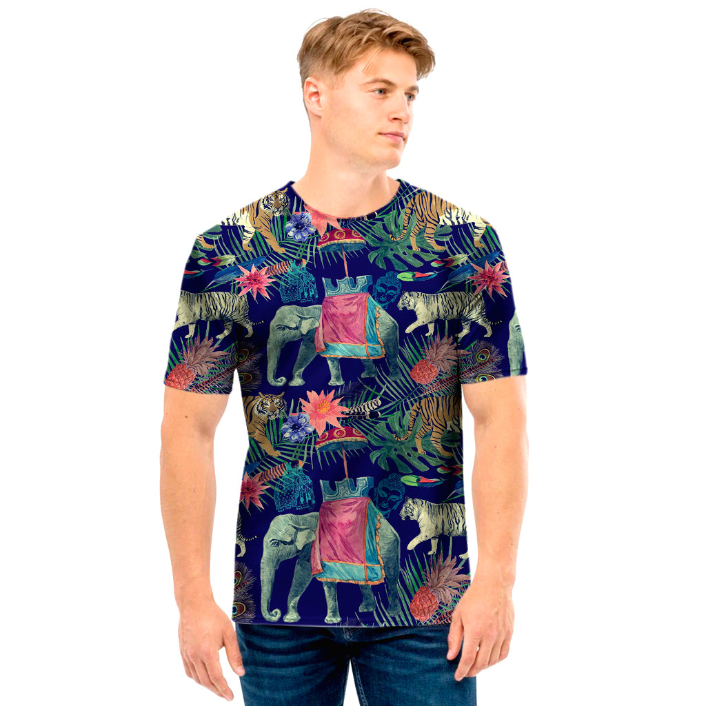 Asian Elephant And Tiger Print Men’S T-Shirt