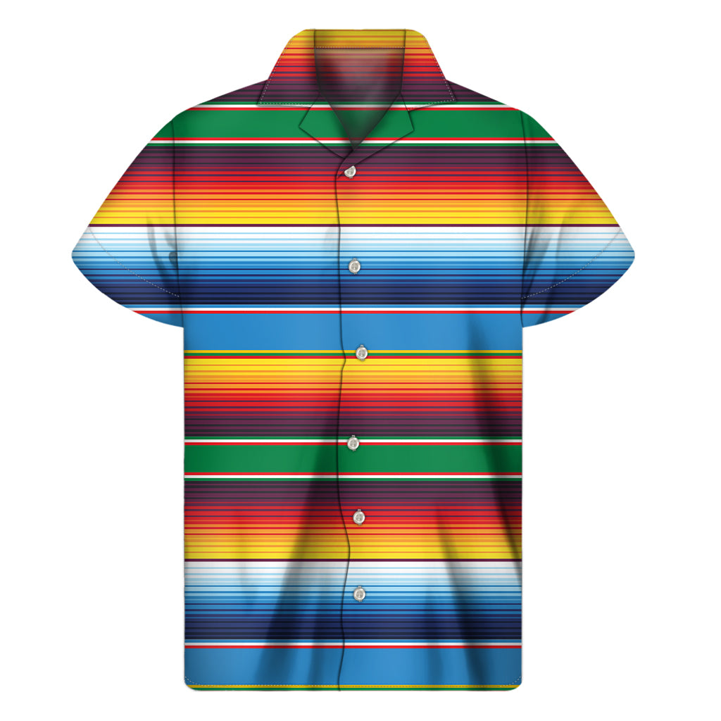 Tribal Mexican Blanket Stripe Print Men’S Short Sleeve Shirt