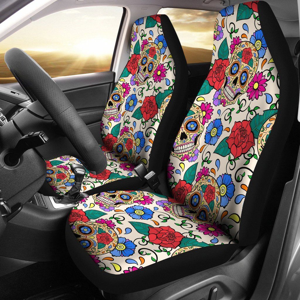 Sugar Skulls and Flowers Car Seat Covers