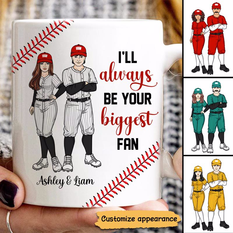 Always Be Your Biggest Fan Baseball Couple Personalized Mug