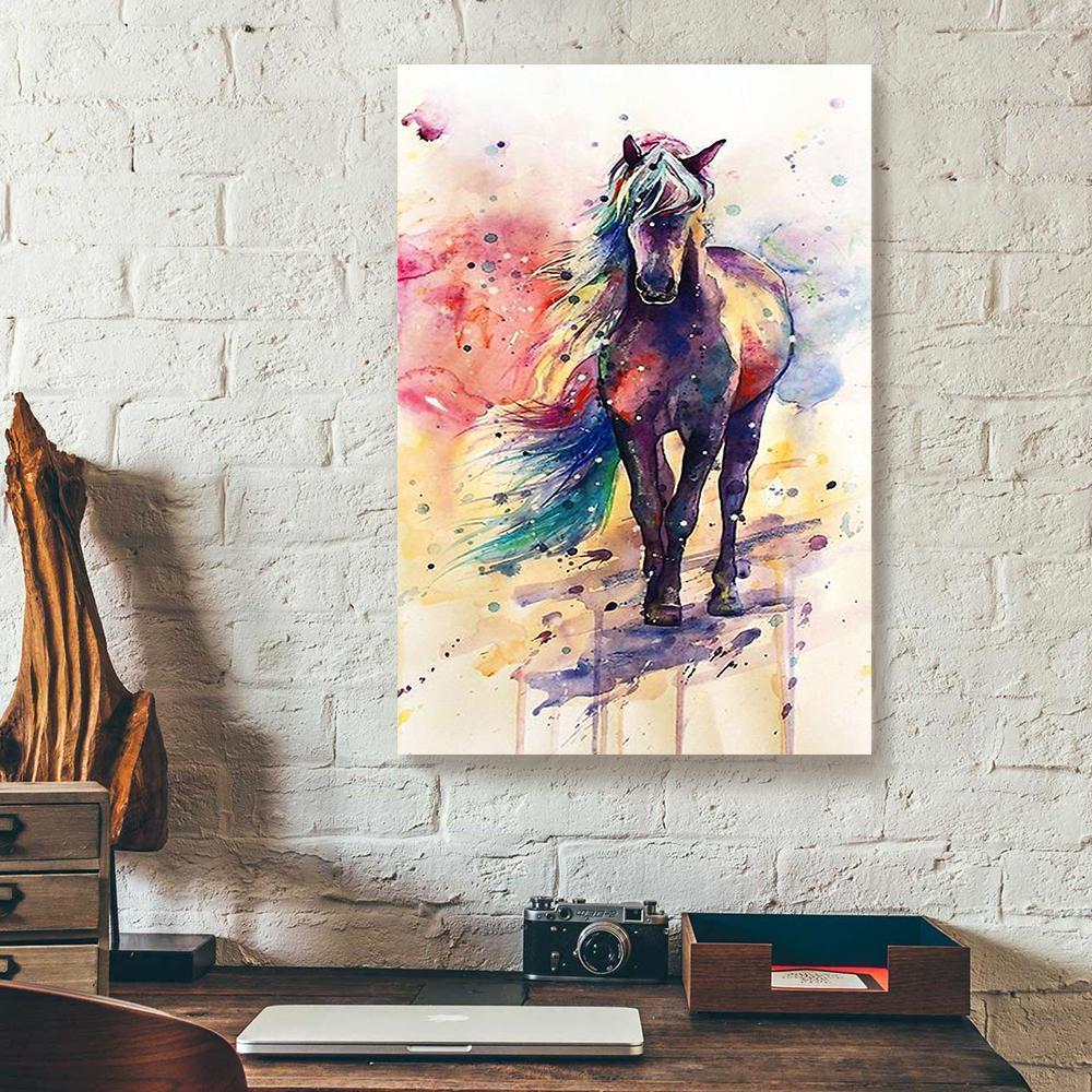 Best Canvas Prints Colorful Horse Painting Verticalcanvas Wall Art Beautiful Canvas Home Decoration