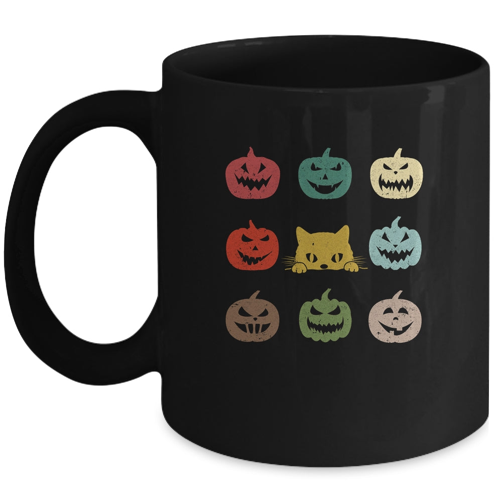 Retro Vintage Cat Pumpkin Halloween Costume Mug