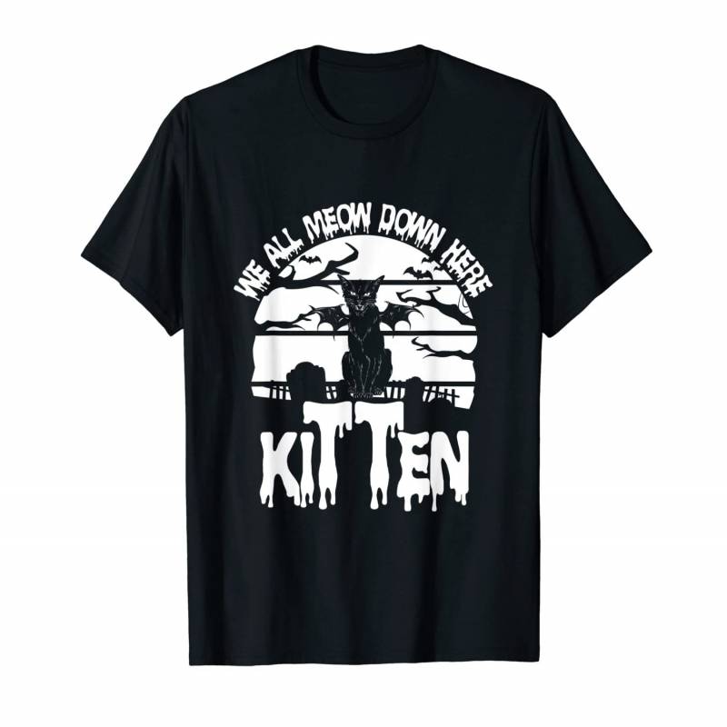 Cat Clown Kitten Halloween Costume We All Meow Down Here  T-shirt