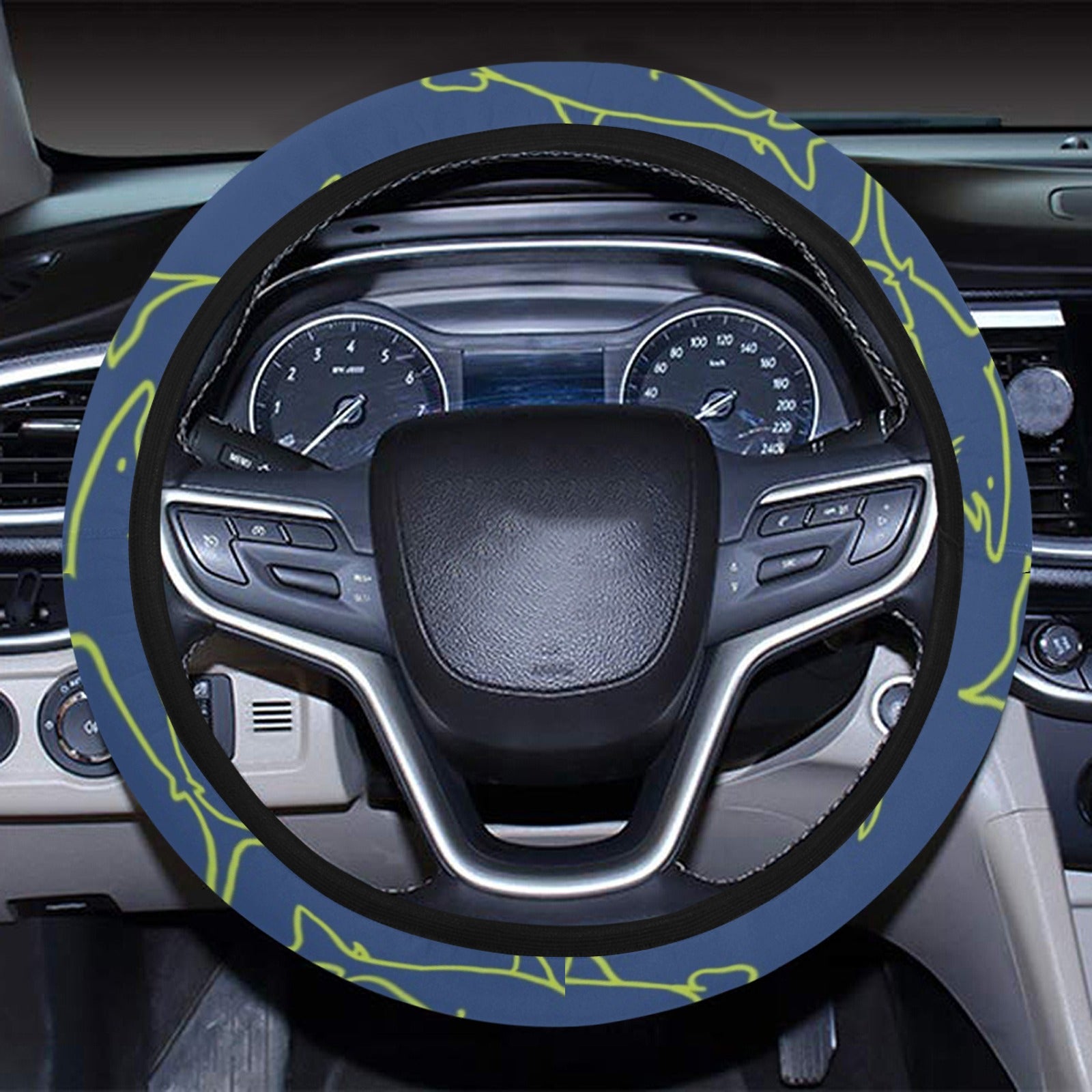 Shark Print Design Lks301 Steering Wheel Cover With Elastic Edge