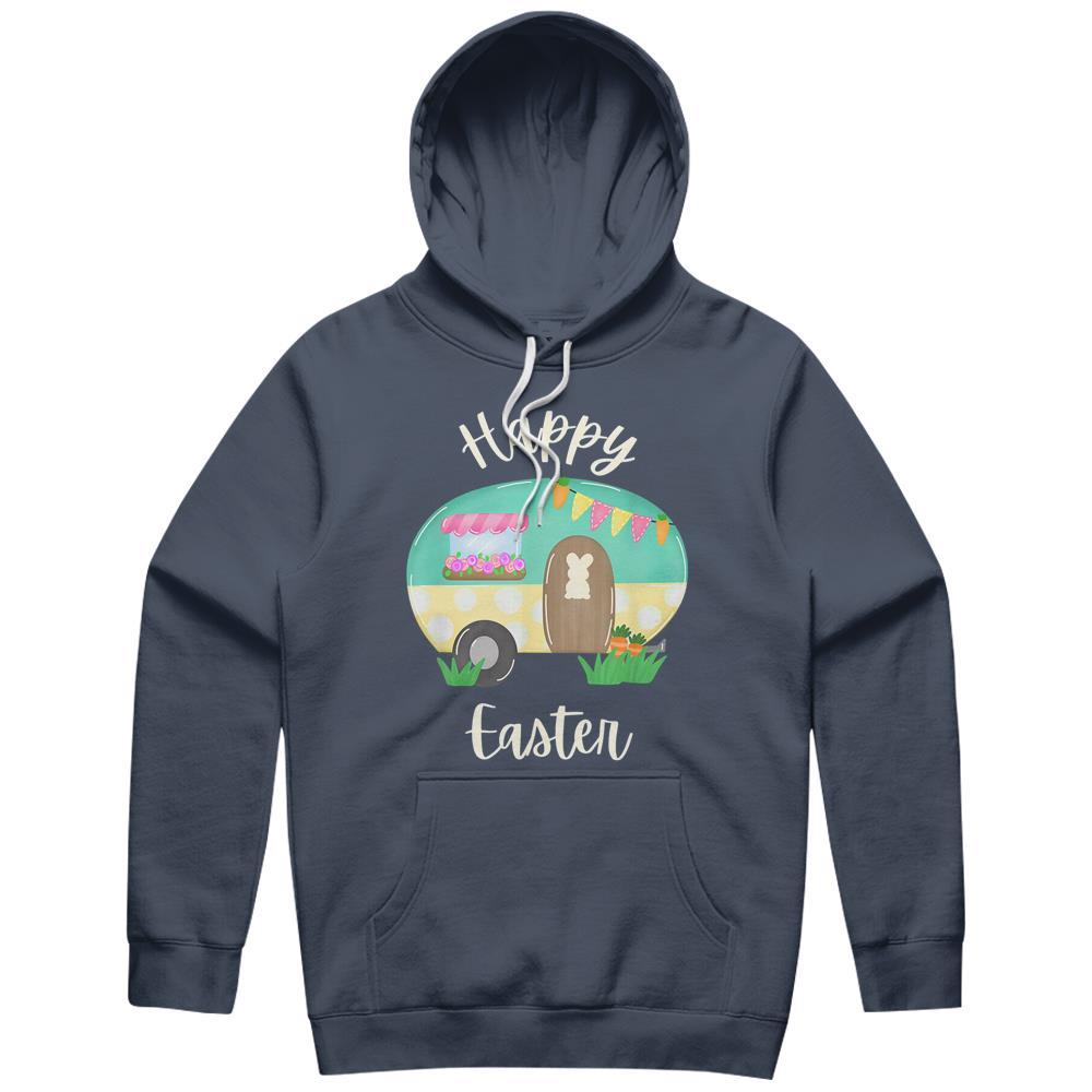 Camping Happy Easter Retro Camper Bunny Hoodie