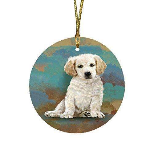 Labrador Puppy Dog Round Christmas Ornament