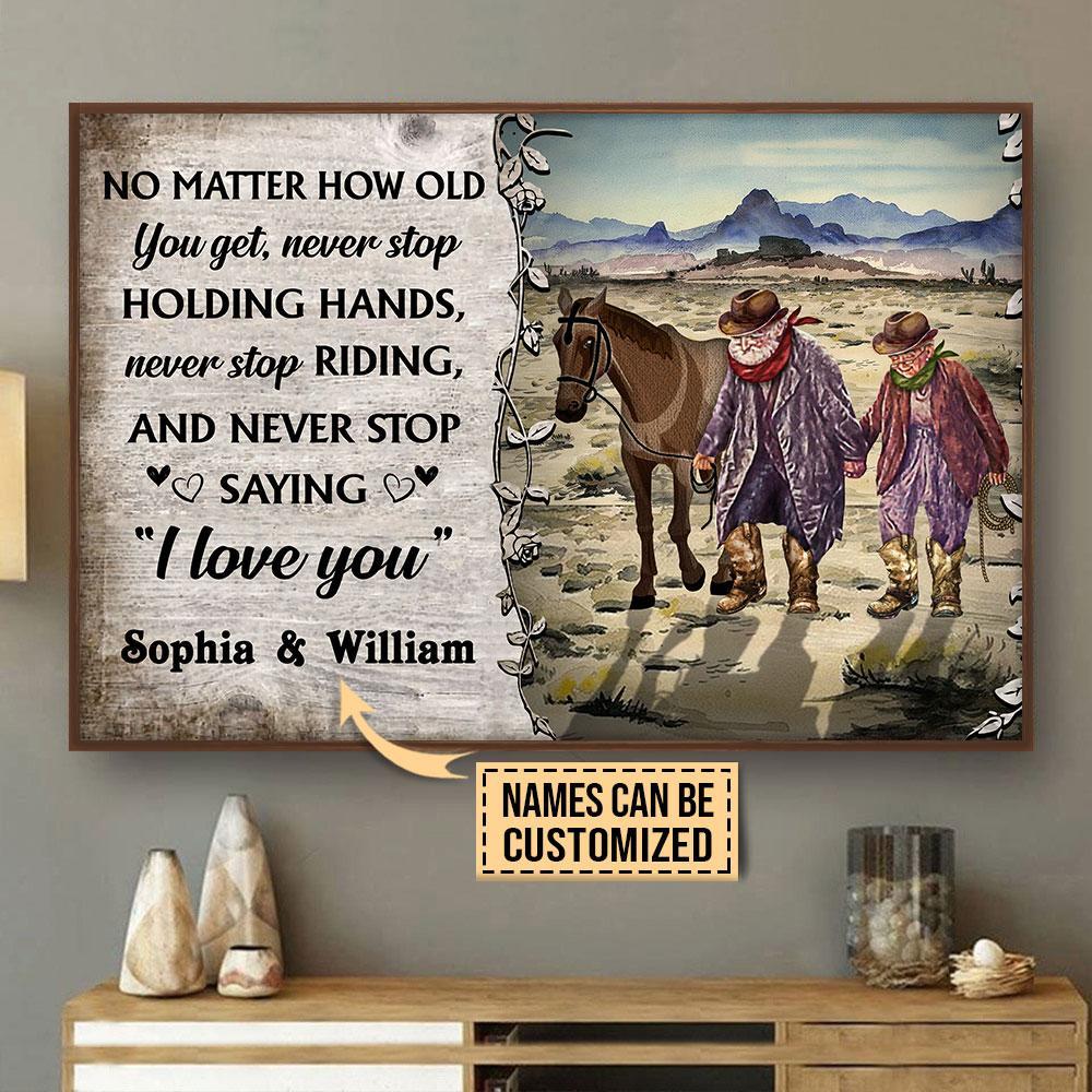 Aeticon Gifts Personalized Cowboy Never Stop Love You Canvas Mom Dad Gift Home Decor