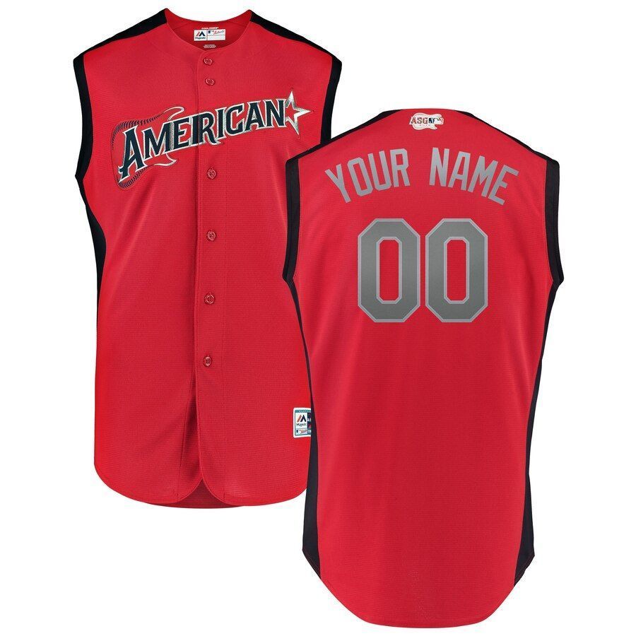 American League Majestic 2019 MLB All-star Game Workout Custom Jersey Red/navy